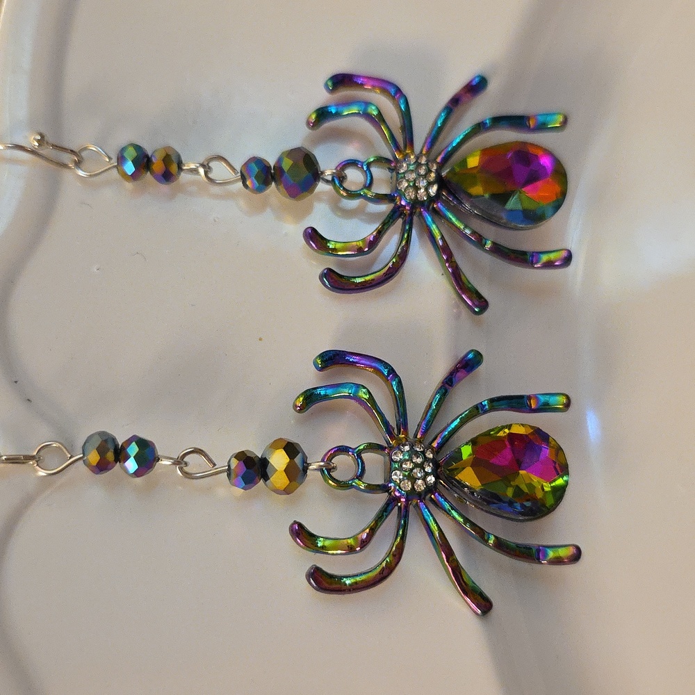 Irridescent Spider Earrings SPOOKY
